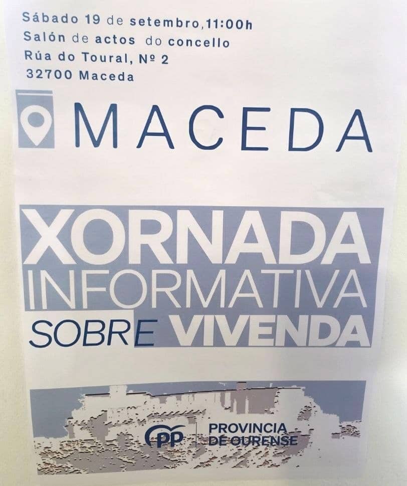 Cartel de la jornada informativa sobre vivienda celebrada en Maceda